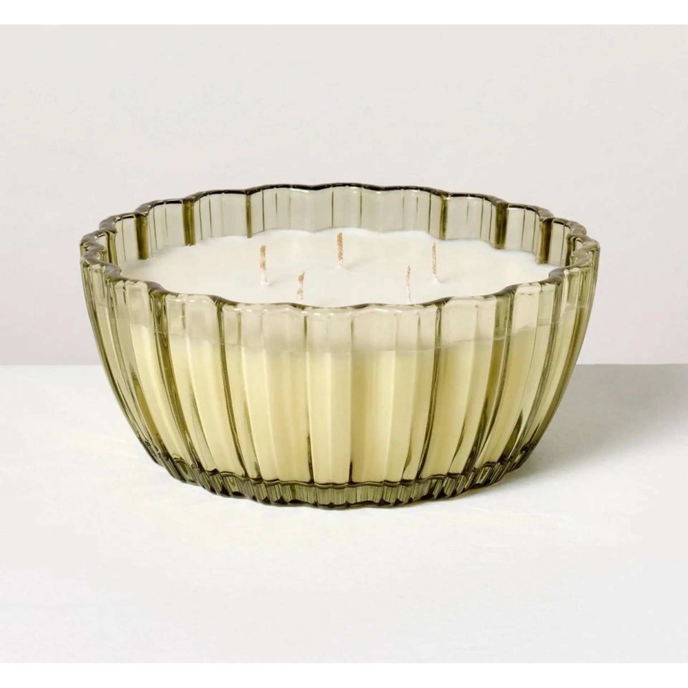 5-Wick‎ Tinted Glass Cedar & Lemon Ribbed Jar Candle - Hearth & Hand Magnolia
